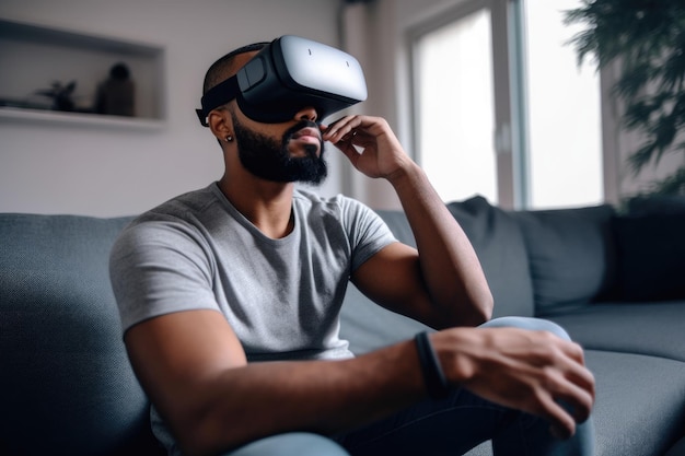 Shot of a man looking thoughtful while using his cellphone in virtual reality at home