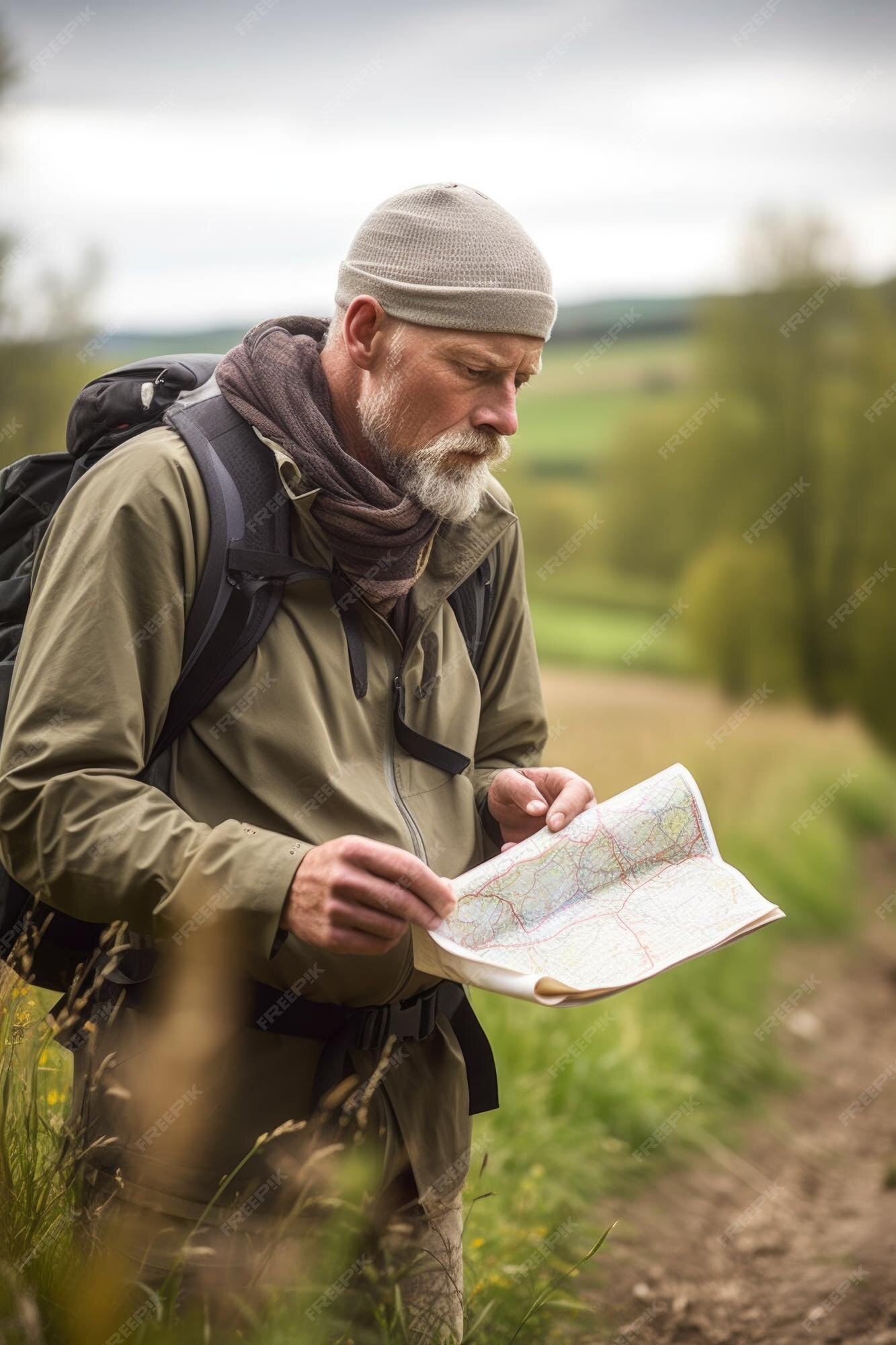 Premium AI Image | Shot of a man observing a map while out geocaching ...