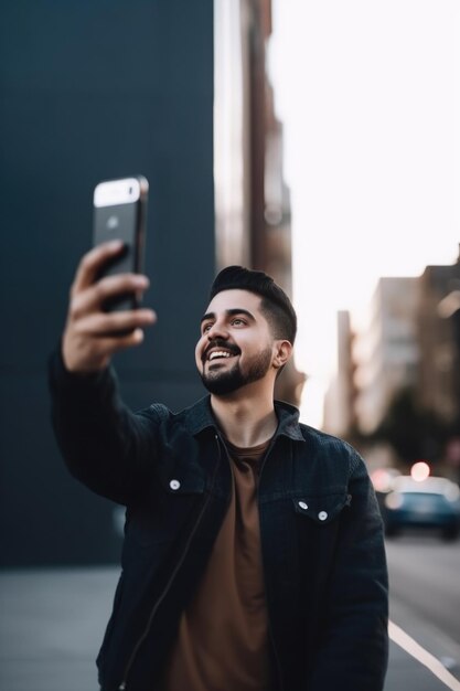 Shot of a man taking a photo with his phone