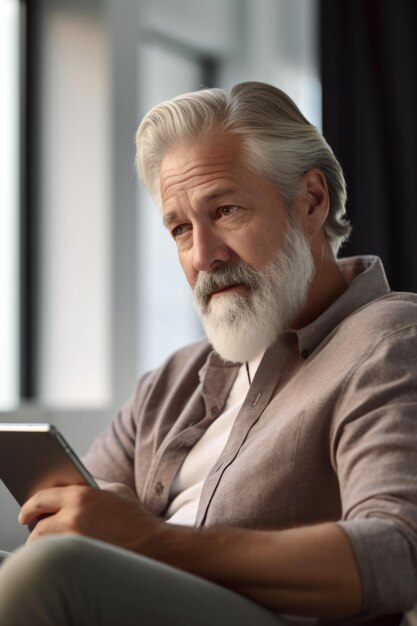 Shot of a man using a digital tablet during his online class