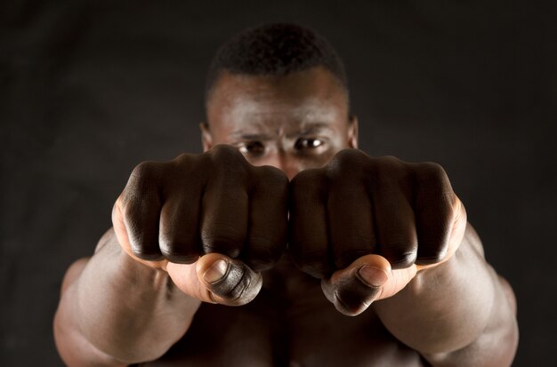 Shot of a man with his fists