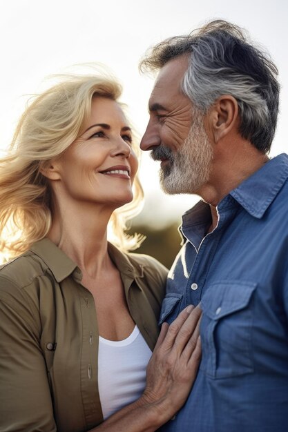 Photo shot of a mature couple enjoying the outdoors together created with generative ai