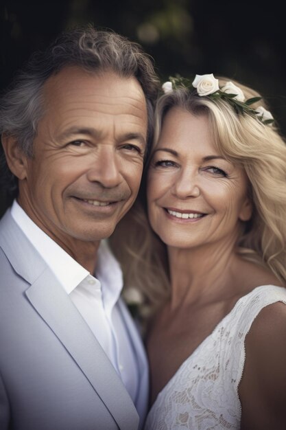 Photo shot of a mature couple on their wedding day