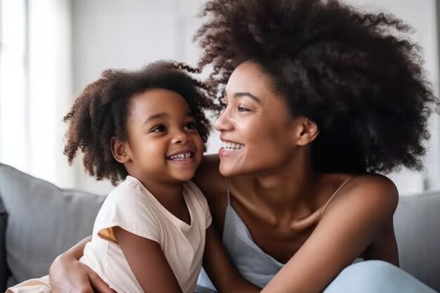 Снимок матери и дочери, проводящих время вместе дома, созданный с помощью генеративного ИИ