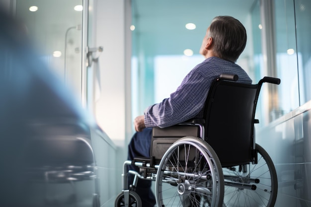 A shot of a person with limited mobility using the Shampoo Cap in their wheelchair