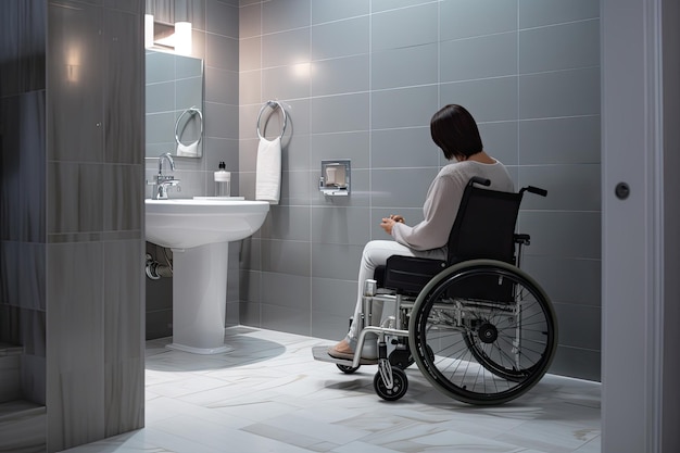 Photo a shot of a person with limited mobility using the shampoo cap in their wheelchair