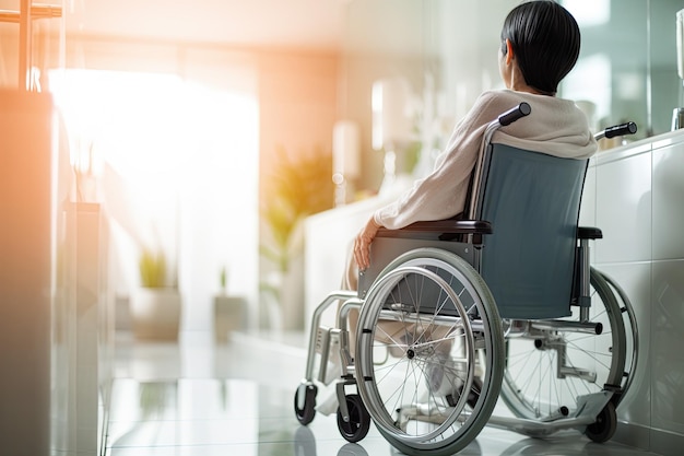 A shot of a person with limited mobility using the Shampoo Cap in their wheelchair