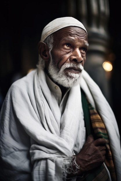 Photo shot of a pilgrim at makkah