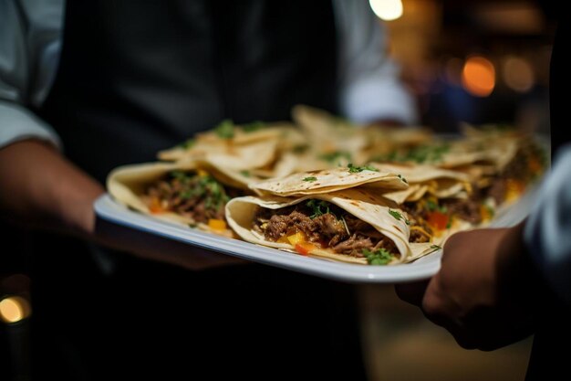 A shot of quesadillas being served at a family reunion