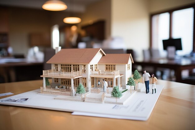 Shot of Residential Building Model on a Wooden Table