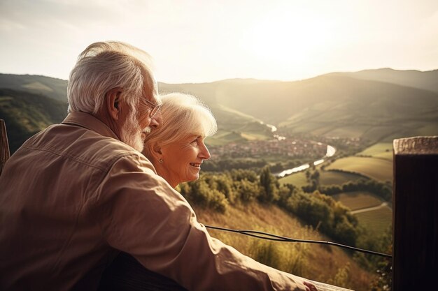 Shot of a senior couple enjoying the view at a scenic viewpoint created with generative ai