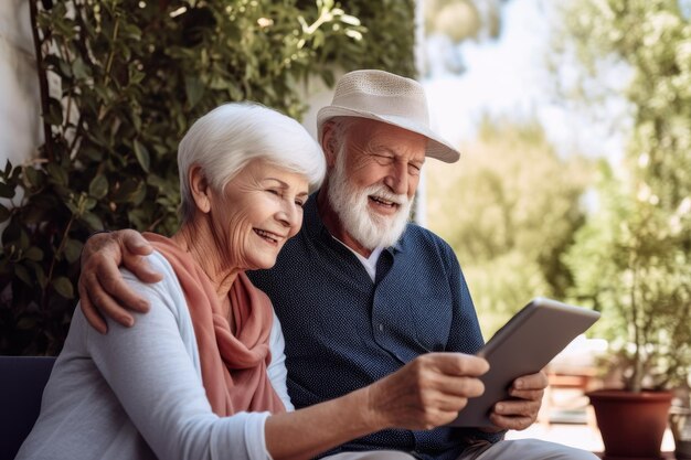 Shot of a senior couple using their digital tablet together created with generative ai