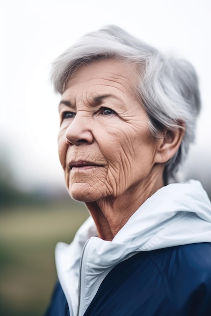 Shot of a senior woman looking thoughtful while out for her morning run created with generative ai