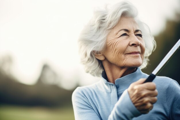 Shot of a senior woman swinging her golf club during a game of golf