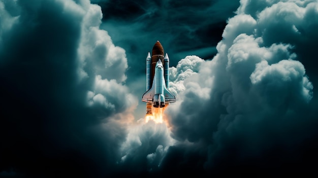 Shot of a space shuttle in the sky generative AI