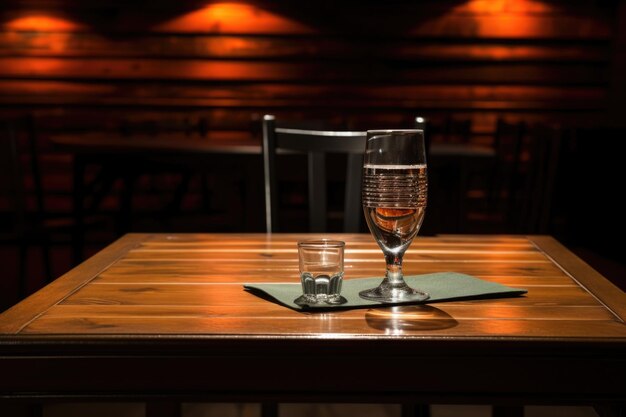 Shot of a table with wireless microphone and a glass of water