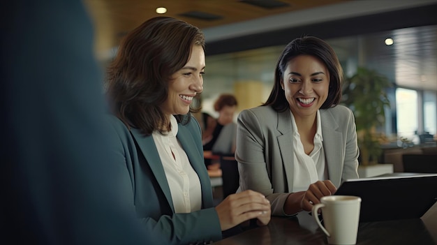 Shot of two businesswoman working together on digital tablet Creative female executives meeting in an office using tablet pc and smiling