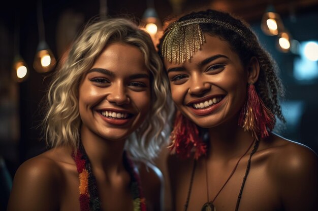 Shot of two happy young women hanging out together at a party