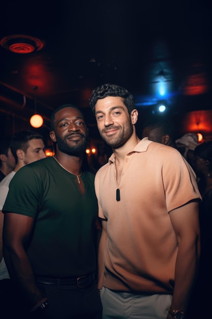 Shot of two men out at a club together created with generative ai