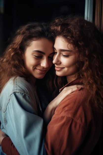 Shot of a two young women hugging each other