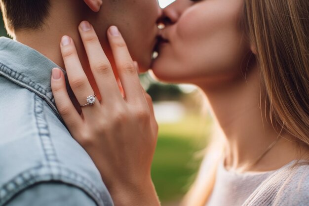 Shot of an unrecognizable young couple kissing on the hand outside