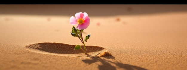 Shot van een eenzame bloem in de Sahara generatieve AI