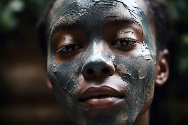 Shot van een jonge vrouw die geniet van een moddermaskerbehandeling in de spa gemaakt met generatieve AI
