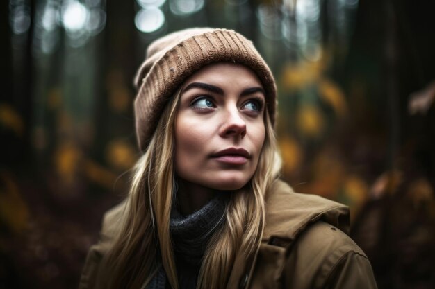 Shot van een jonge vrouw in het bos gemaakt met generatieve AI