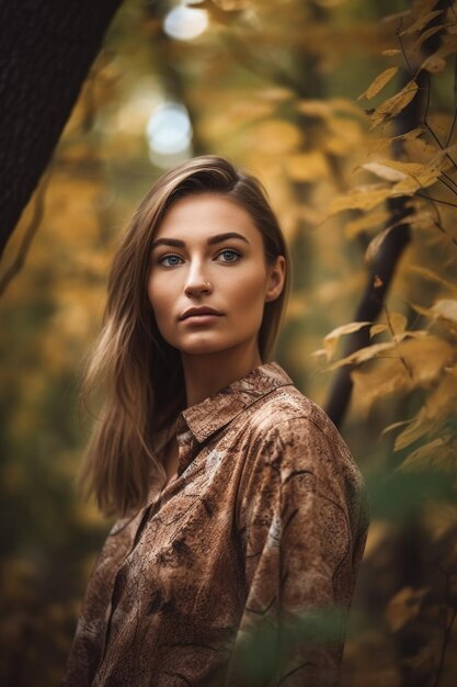 Shot van een mooie jonge vrouw in het bos