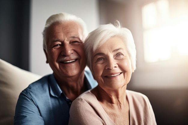 Shot van een oudere vrouw thuis met haar partner gemaakt met generatieve AI