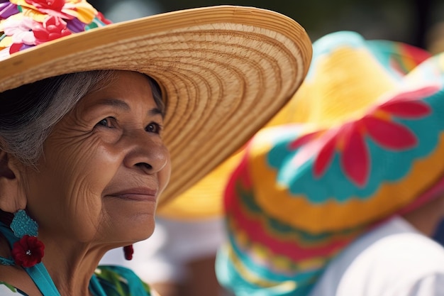 Shot van een vrouw die een sombrero draagt, gemaakt met generatieve AI