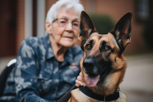 Foto shot van een vrouw met haar dienstdier