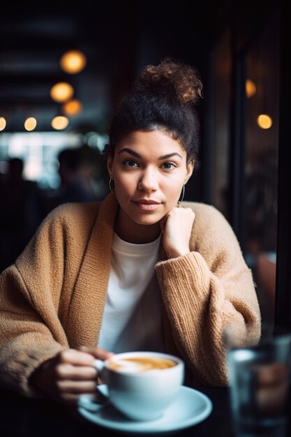 Shot van een zelfverzekerde jonge vrouw die ontbijt in een café