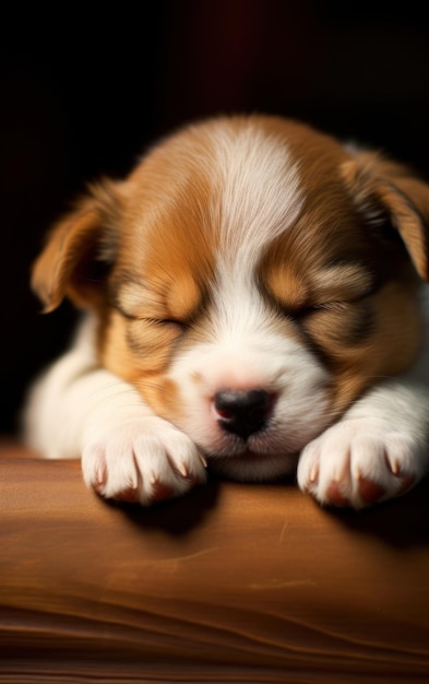 Foto una foto di un cucciolo che dorme con le zampe