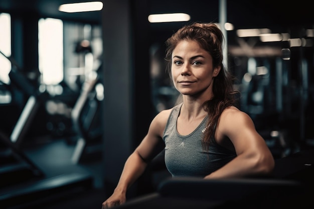 Shot of a woman at the gym created with generative ai