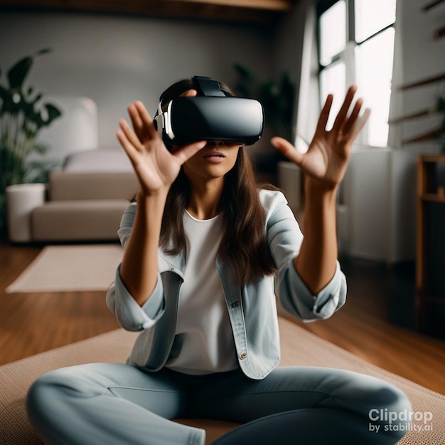 shot women experiencing a VR