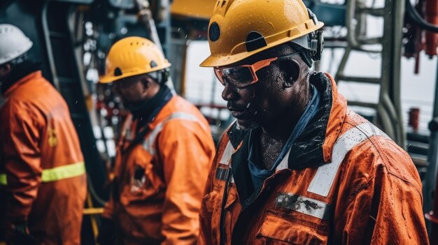 Photo a shot of workers wearing safety gear