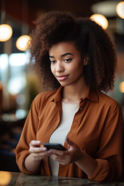 Shot of a young business owner using her cellphone created with generative ai