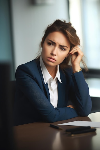 Photo shot of a young businesswoman feeling stressed at work