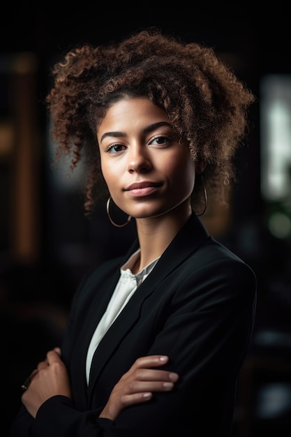 Shot of a young businesswoman in an office created with generative ai