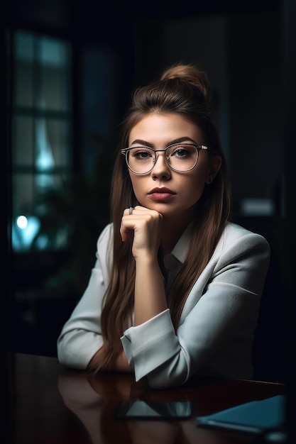 Shot of a young businesswoman working in an office created with generative ai