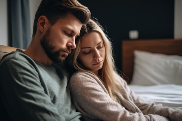 Shot of a young couple looking tired after putting their newborn to sleep created with generative ai