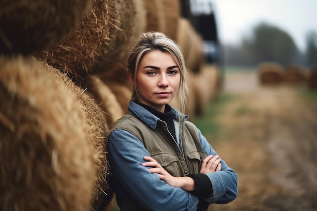 Shot of a young female farmer standing with her arms crossed while working on her farm