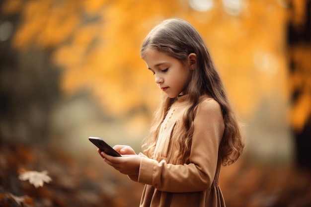 Shot of a young girl reading a text message on her cellphone created with generative ai