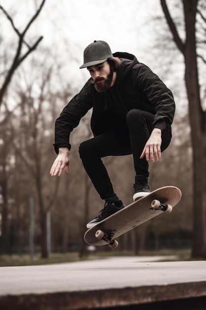 Shot of a young man doing tricks on his skateboard at the park