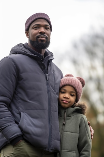 Shot of a young man and his daughter standing together outdoors created with generative ai