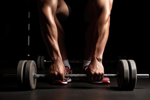 Shot of a young man lifting weights using his feet and hands