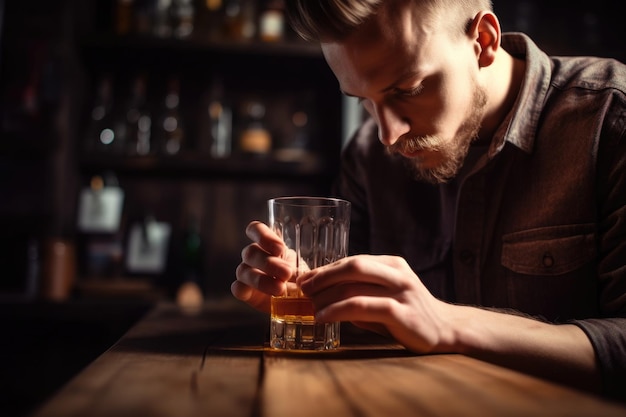 Shot of a young man measuring the sugar content in his beer created with generative ai