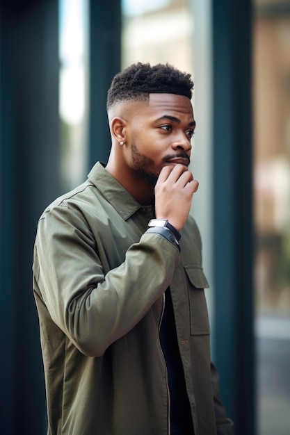 Shot of a young man standing outside and talking on his cellphone