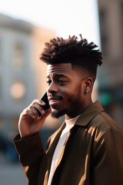 Shot of a young man talking on his cellphone